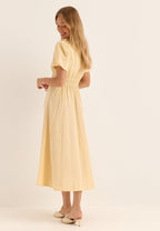 I Wear Pear Light Yellow Seersucker Midi Dress 8
