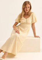 I Wear Pear Light Yellow Seersucker Midi Dress 10