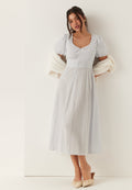 I Wear Pear Light Blue Seersucker Midi Dress 1