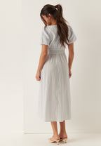 I Wear Pear Light Blue Seersucker Midi Dress 2