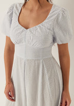 I Wear Pear Light Blue Seersucker Midi Dress 4