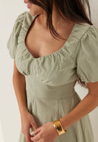 I Wear Pear Dusty Green Seersucker Midi Dress 2