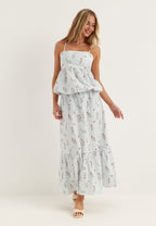 I Wear Pear White Floral Striped Cotton Singlet 1