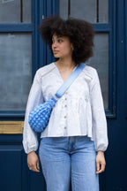 I Wear Pear Blue Recycled Crossbody Bag 7