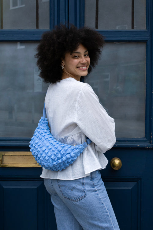I Wear Pear Blue Recycled Crossbody Bag 2