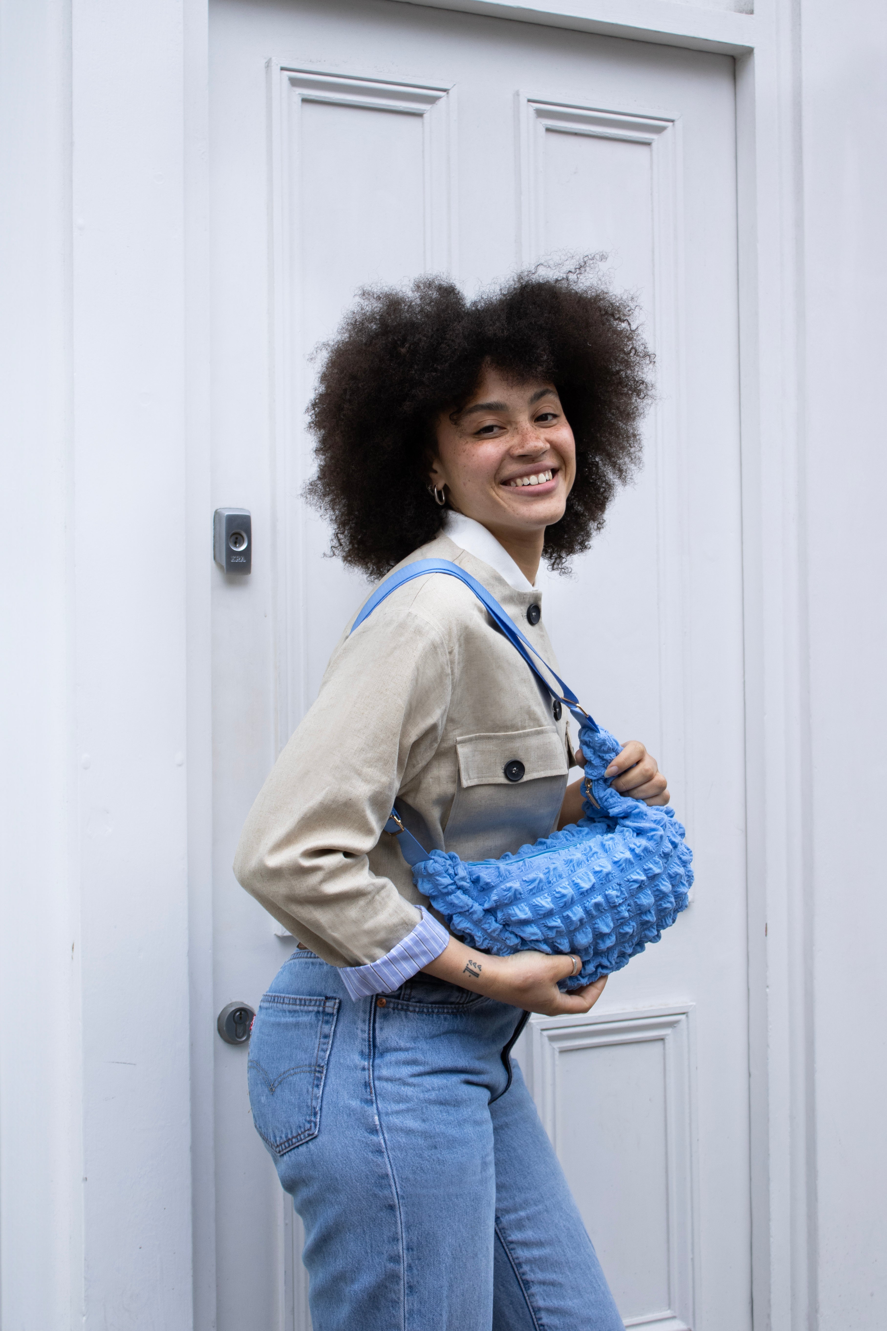 I Wear Pear Blue Recycled Crossbody Bag 5