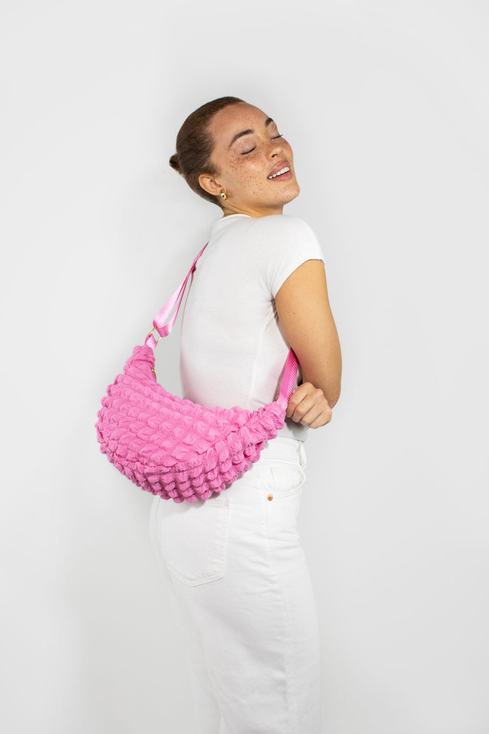 I Wear Pear Pink Recycled Crossbody Bag 4
