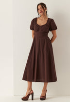 I Wear Pear Dark Brown Seersucker Midi Dress 3