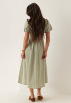 I Wear Pear Dusty Green Seersucker Midi Dress 3